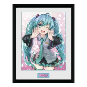 Hatsune Miku Wink Framed Wall Art 12" x 16"