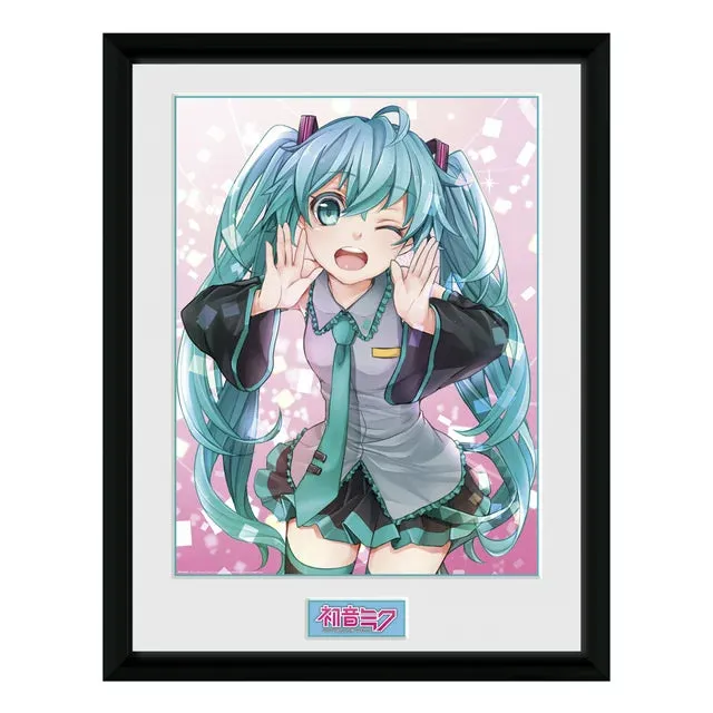 Hatsune Miku Wink Framed Wall Art 12" x 16"