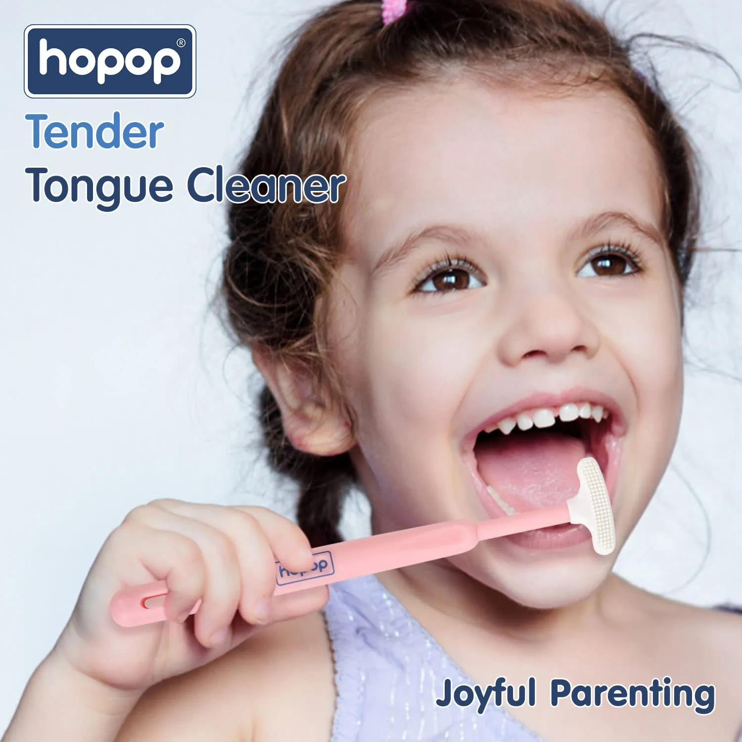 Hopop Soft & Gentle Tender Tongue Cleaner For Babies - Pink 6m 