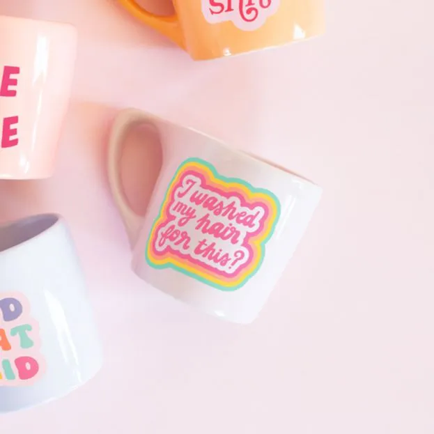 I Washed My Hair For This Element Mugs | Retro Coffee Cup in Pink