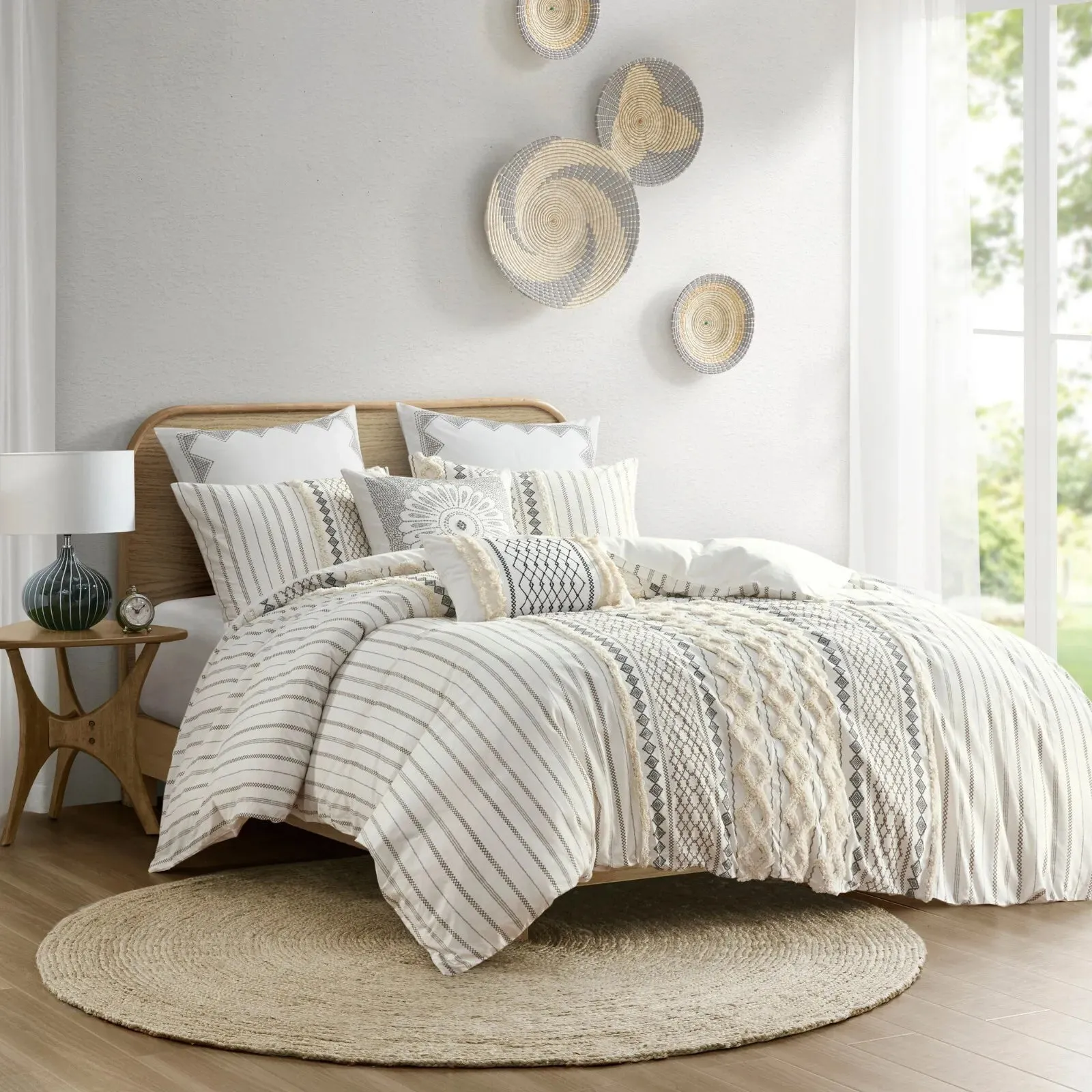 INK IVY Imani Cotton Printed Comforter Set with Chenille