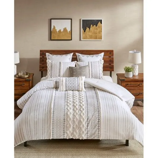 INK IVY Imani Cotton Printed Comforter Set with Chenille