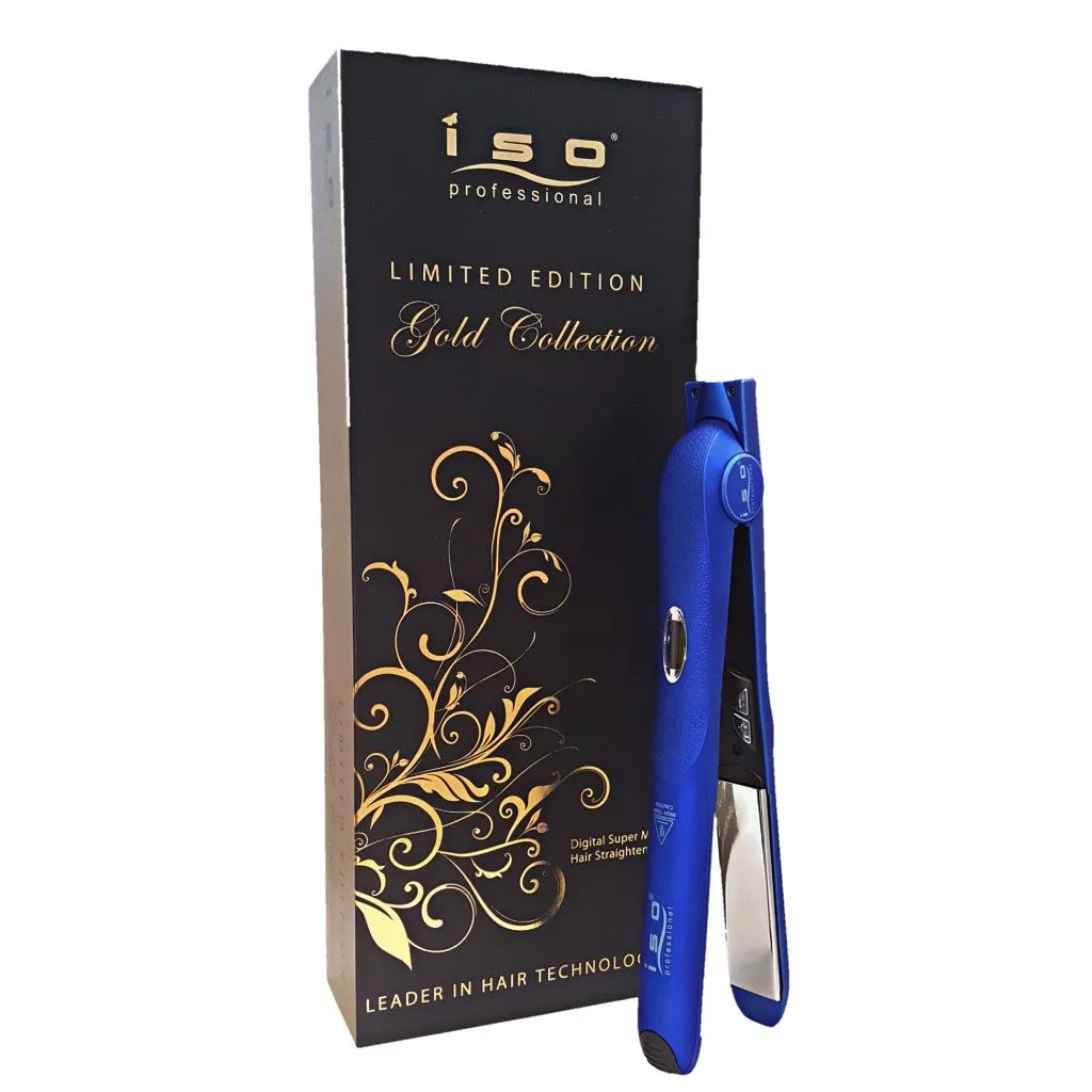 Iso Beauty Gold Collection Metallic Blue 1.25" Digital w/Far Infrared | Flat Iron