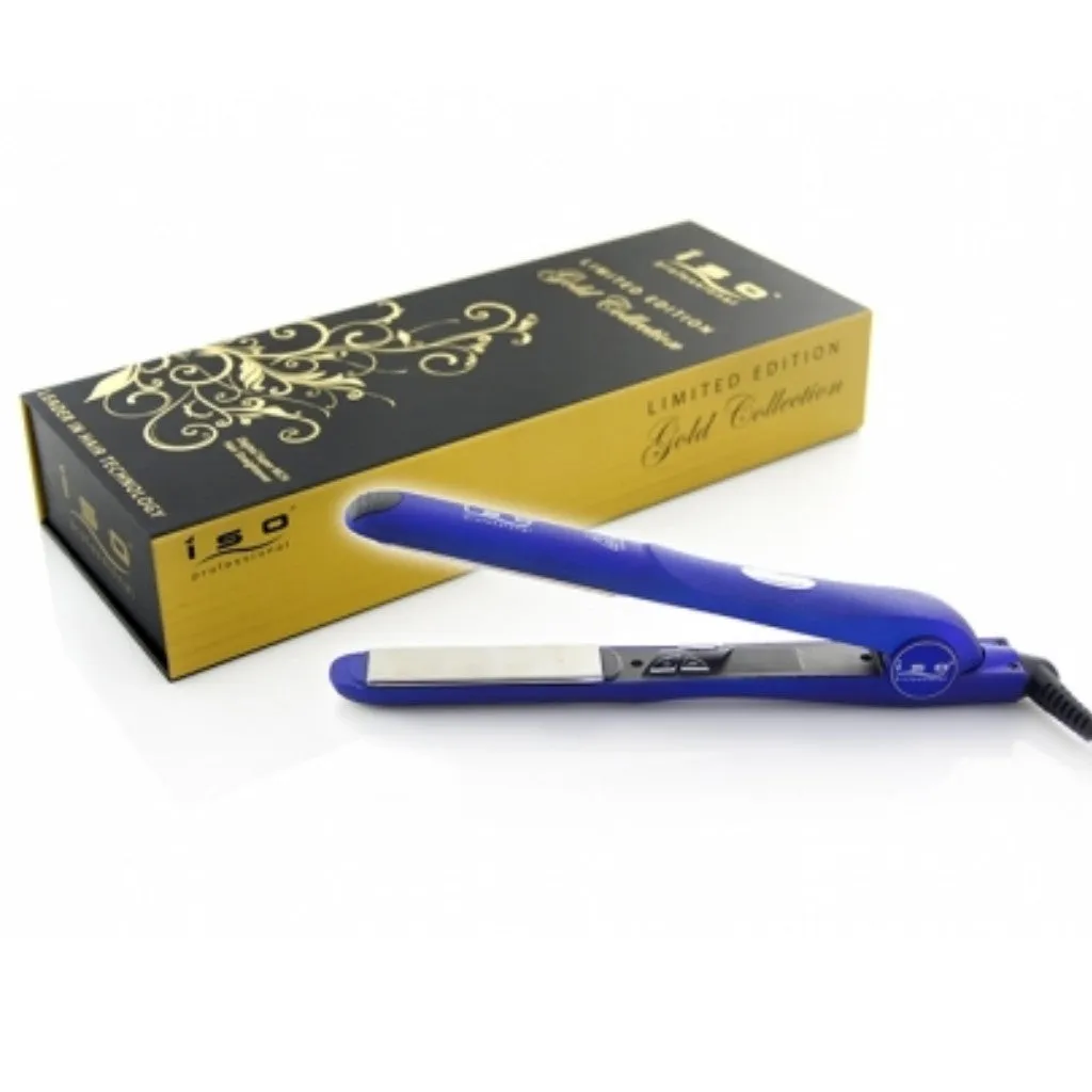 Iso Beauty Gold Collection Metallic Blue 1.25" Digital w/Far Infrared | Flat Iron