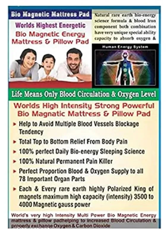 Jimmy International BIO Energy Magnetic Mattress Topper(3x6) Maroon