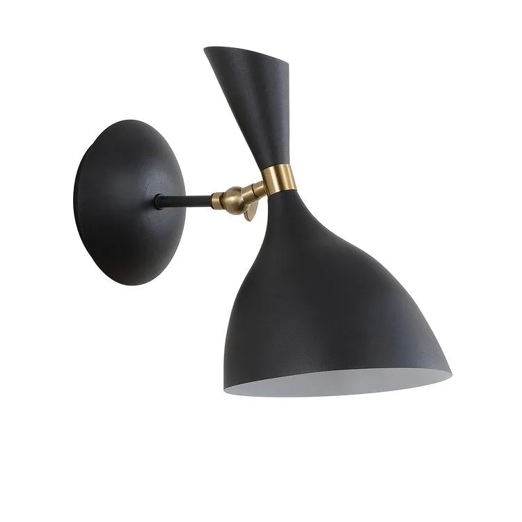 Josef Single-Light Wall Sconce - Black and Brass Gold