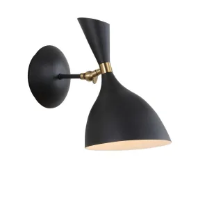 Josef Single-Light Wall Sconce - Black and Brass Gold