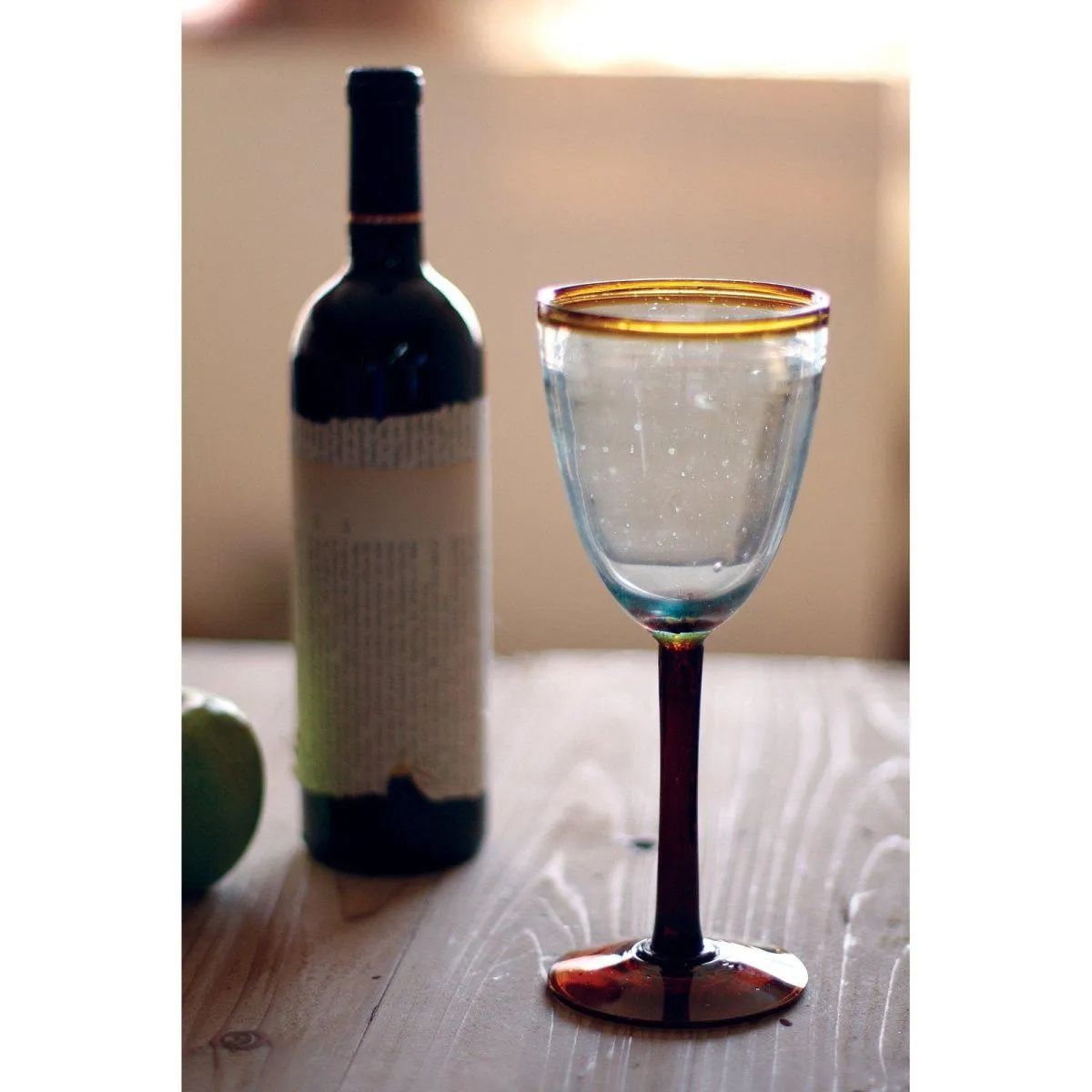 Kalalou - RECYCLED WINE GLASSE WITH AMBER RIM - CRL105