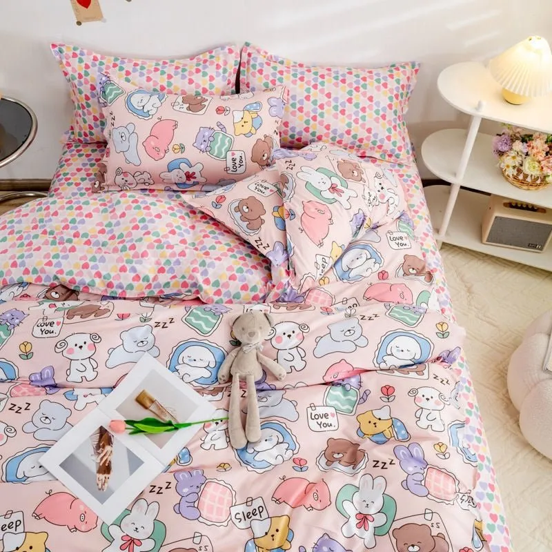 Kawaii Sheets and Pillowcases Quilt Bedding Set