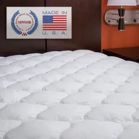 King size Plush Bamboo Baffle Box Stitch Mattress Pad - Topper