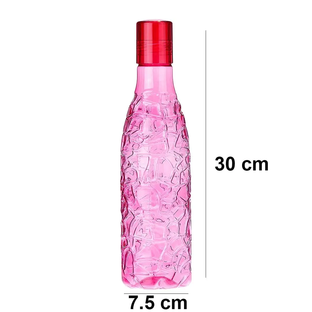 Kuber Industries BPA-Free Plastic Water Bottle|Leak Proof, Firm Grip, 100% Food Grade Plastic Bottles|for Home, Office, & Gym|Unbreakable, Freezer Proof, Fridge Water Bottle|Set of 4|Pink (Pack of 3)