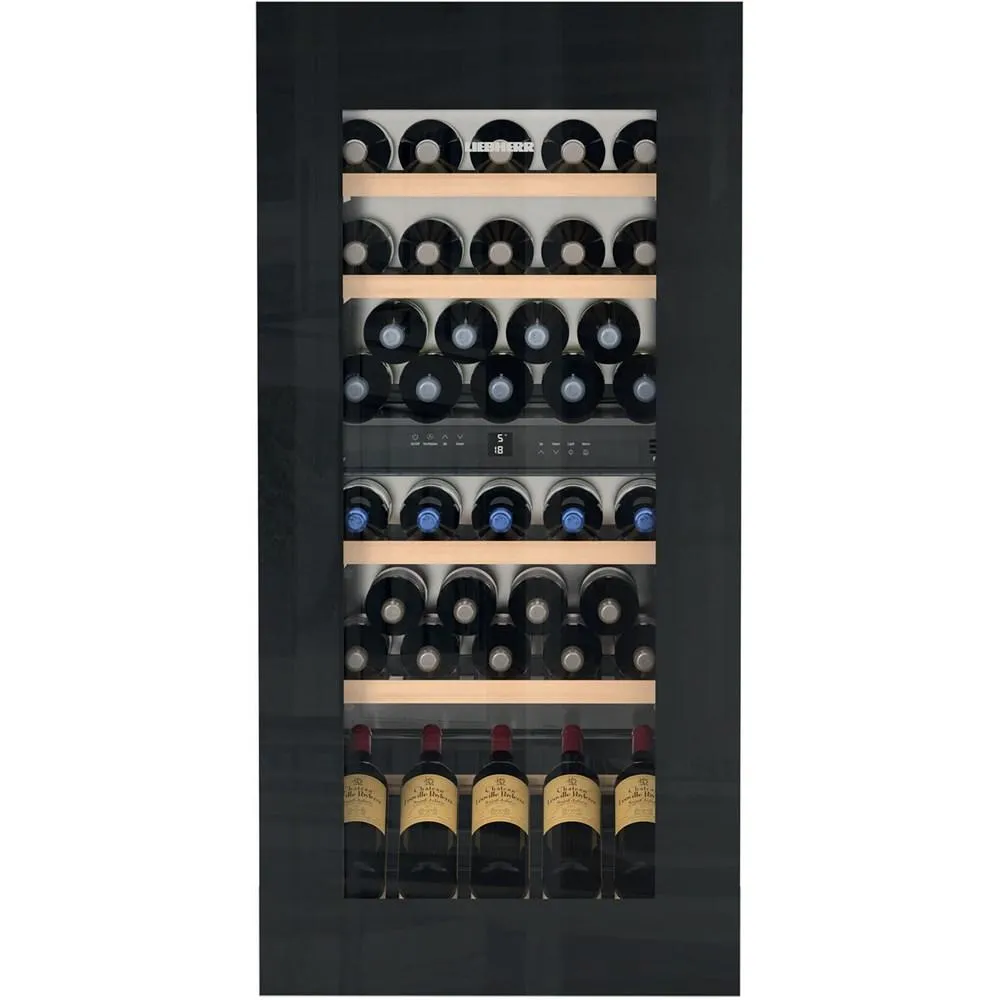 Liebherr HWGB5100 24" Fully Integrated Black Glass Door Tip Open 51 Bottles 2 Zone Wine