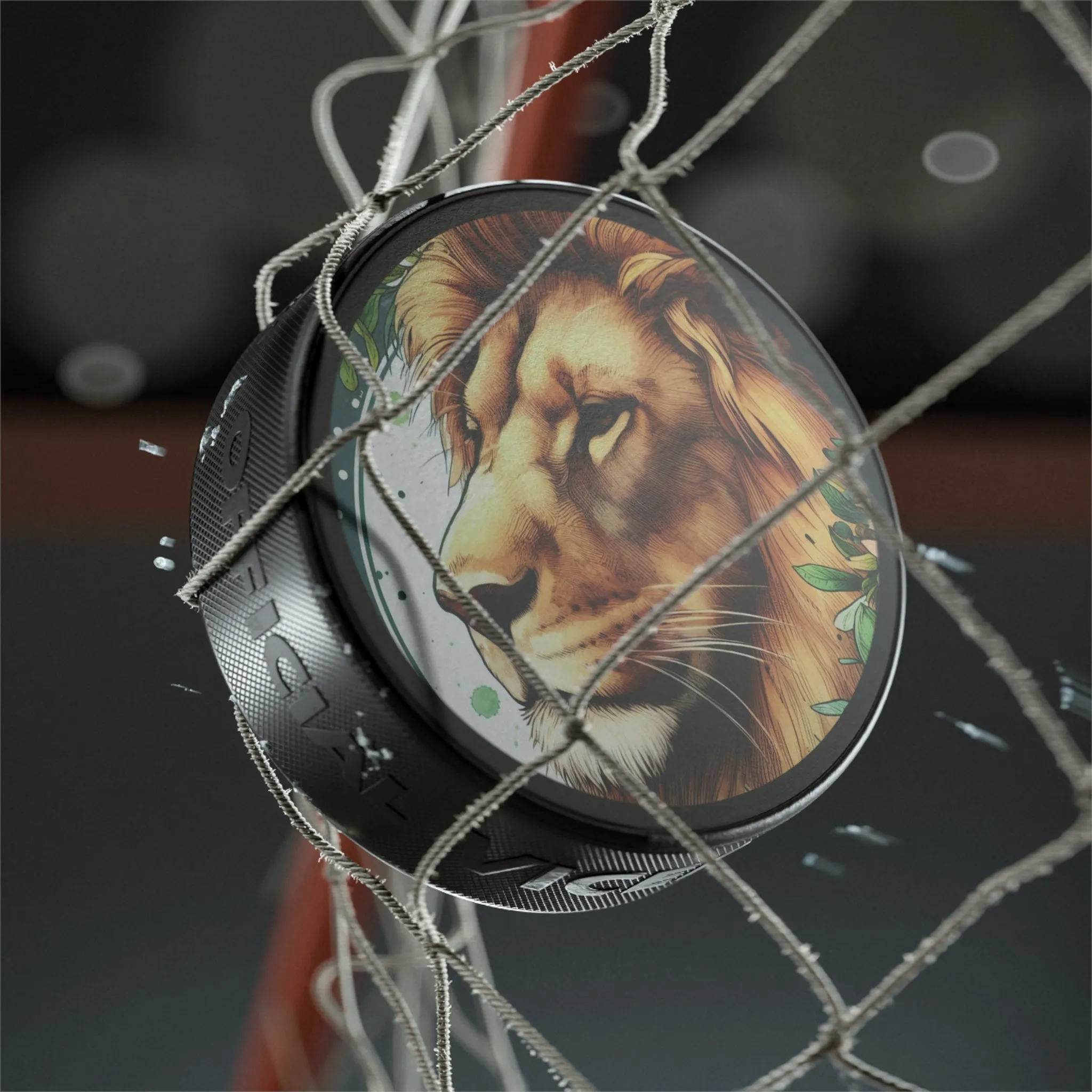 Lion-themed Hockey Puck