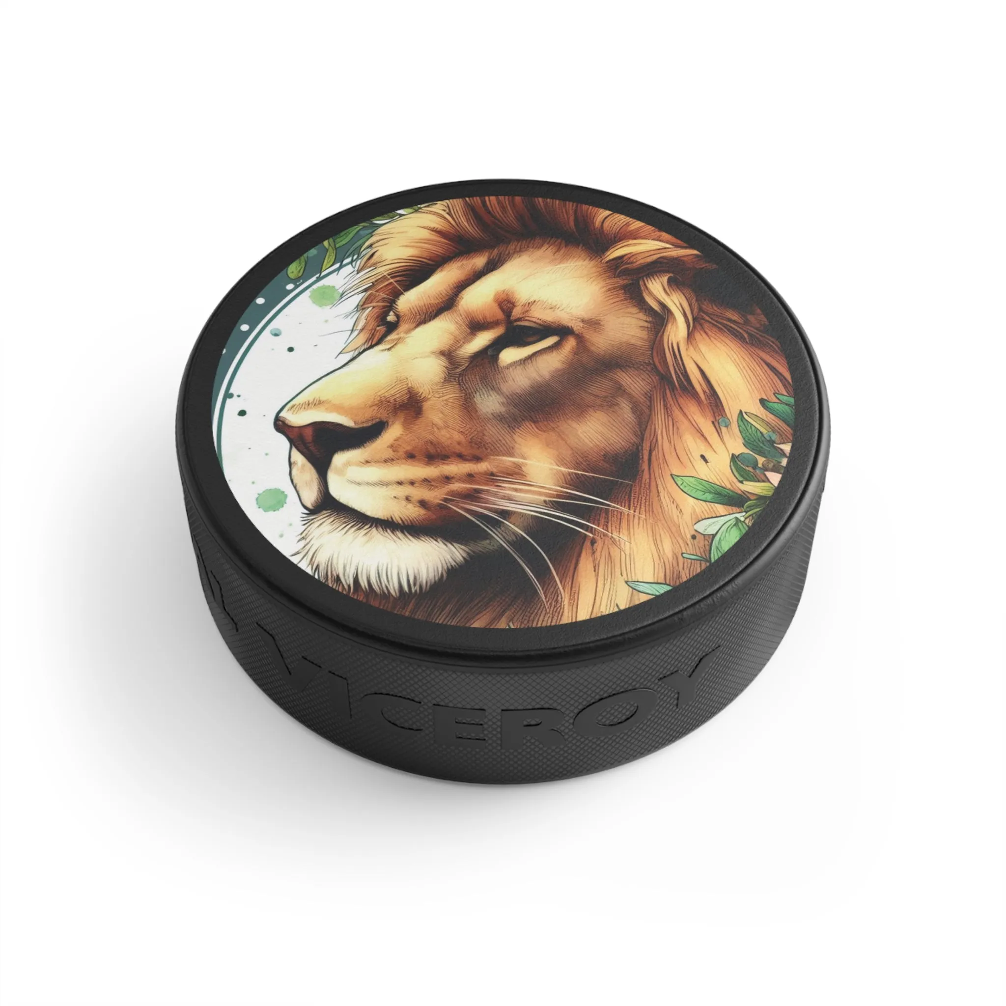 Lion-themed Hockey Puck