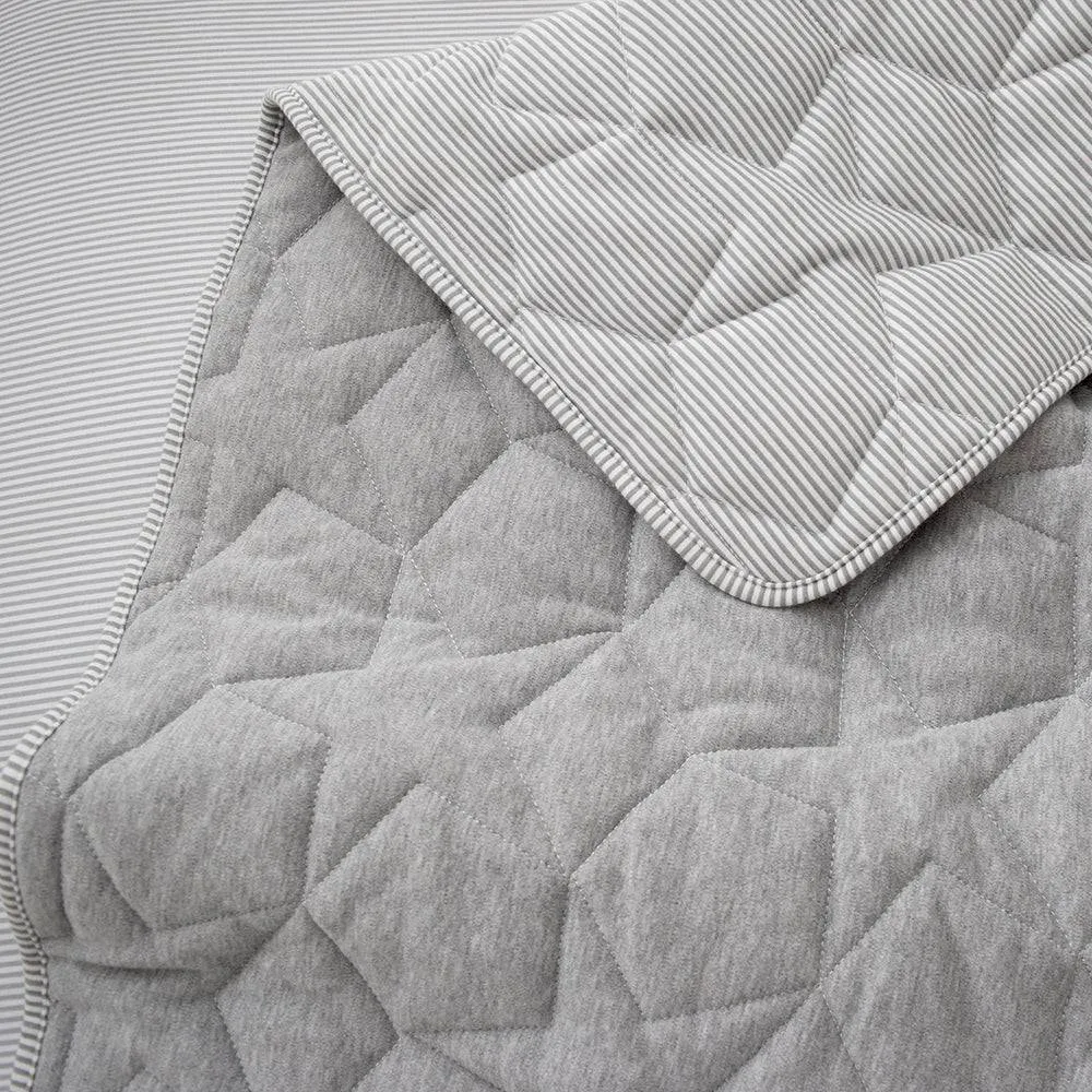 Living Textiles | Quilted Cot Comforter - Star/Grey Melange