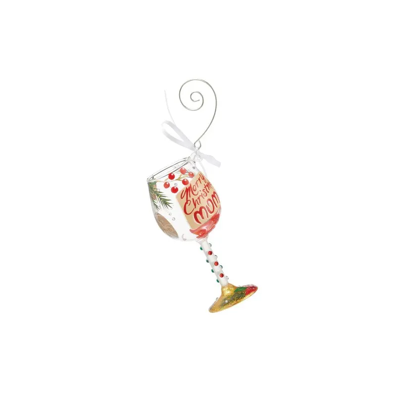 Lolita Merry Christmas Mom Wine Glass and Ornament