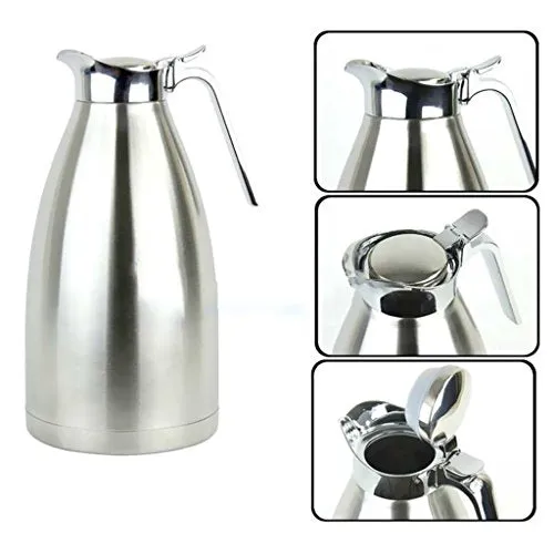 LOSA Double Wall Design Non-Toxic Stainless Steel 1.5L Capacity Double Vacuum Insulation Thermal Coffee Carafe Home Water Pot Silver