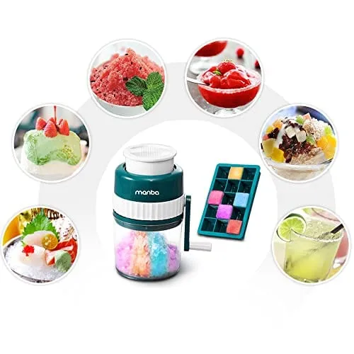 MANBA Ice Shaver and Snow Cone Machine - Premium Portable Ice Crusher and Shaved Ice Machine with Free Ice Cube Trays - BPA Free