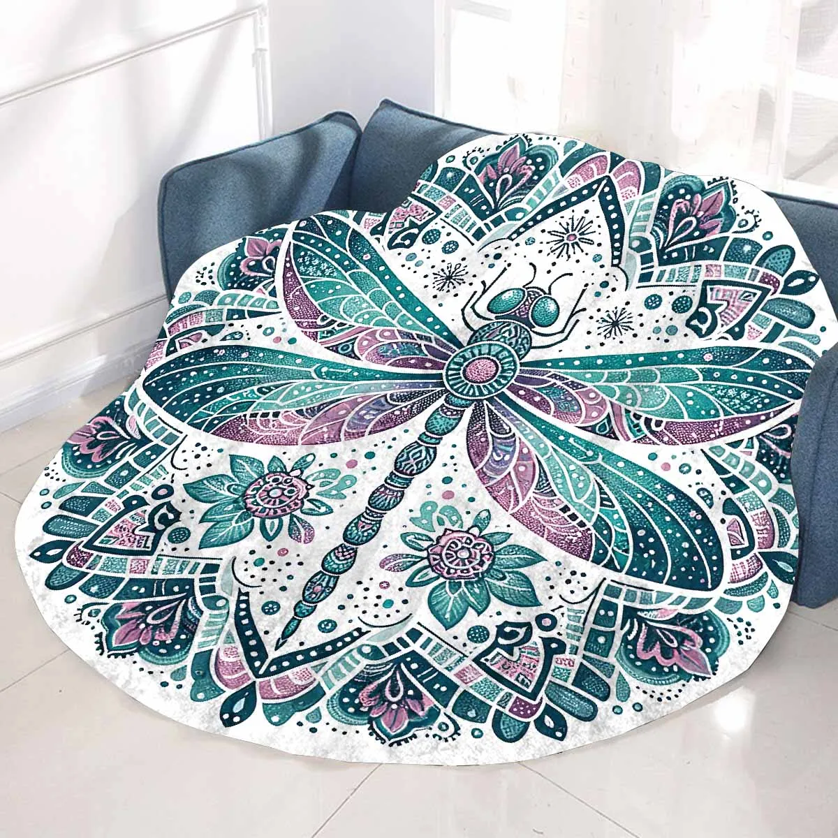 Mandella_Dragonfly_Awd35140  Circular Micro Fleece Blanket 60"