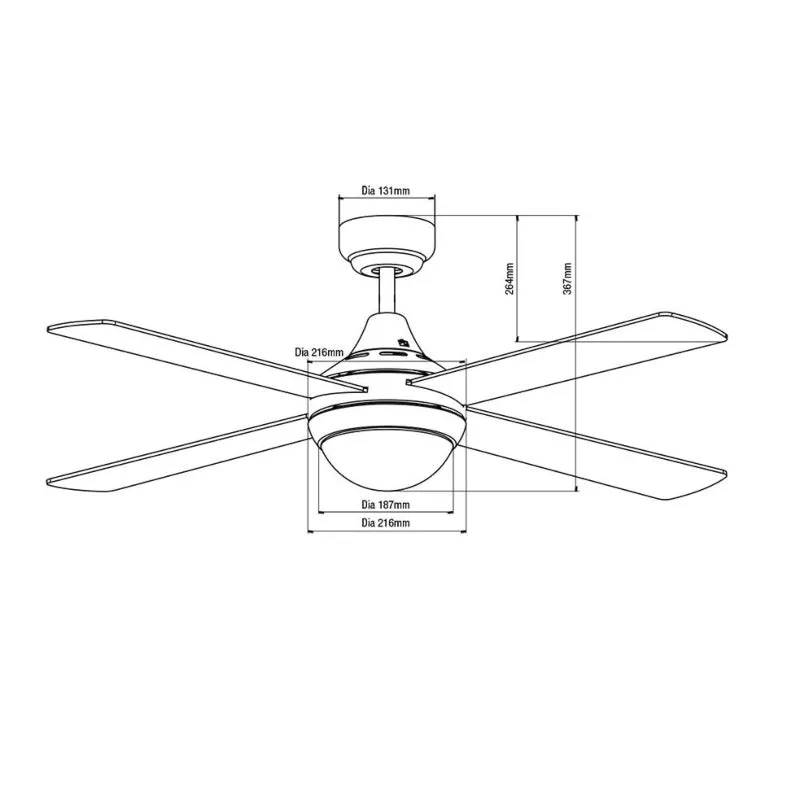 Martec Link 48" AC Ceiling Fan with E27 Light - White