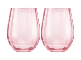 Maxwell & Williams Wicked Pink Goes Good With Green Ribbed Stemless Glass Glinda Set of 2 G