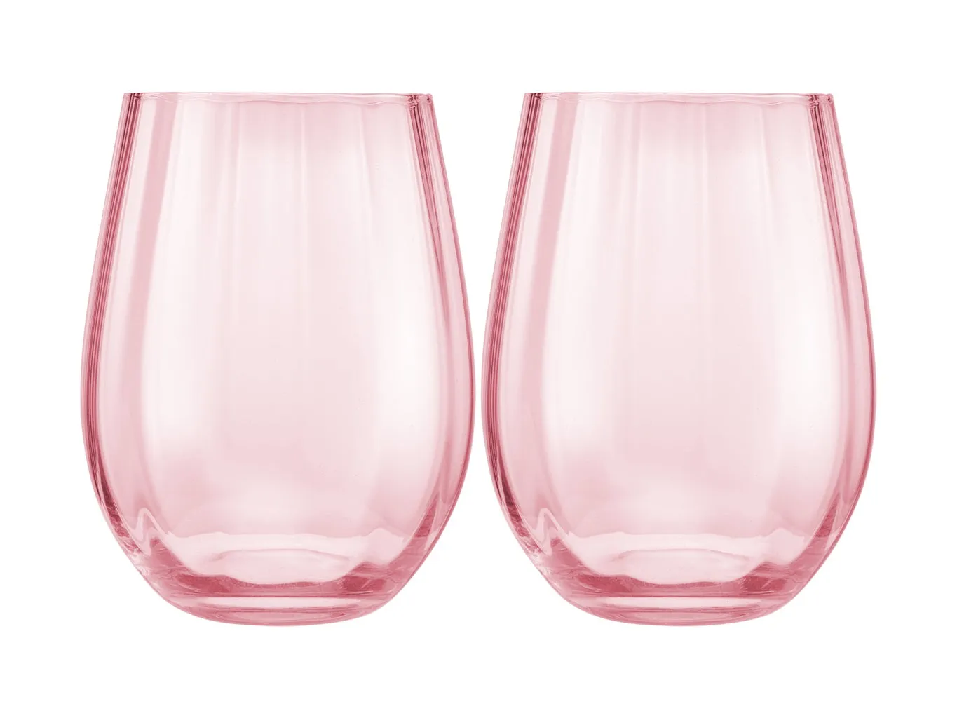 Maxwell & Williams Wicked Pink Goes Good With Green Ribbed Stemless Glass Glinda Set of 2 G