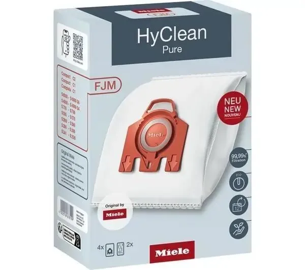 Miele HyClean Pure FJM Dust Bag Pack (4 Dust Bags   2 Filters) For Compact Vacuum Cleaners