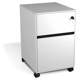 Modern White Lacquer Mobile File Cabinet with Premium Casters