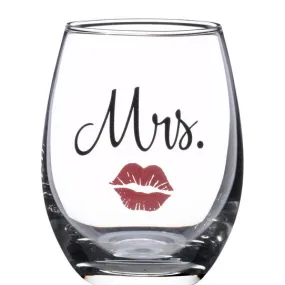 Mrs. Drink Glass with Red Lipstick Theme (Pack of 4)