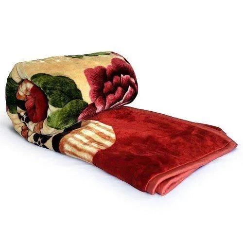 MUKHAKSH (Pack of 1 Indian Warm Woolen Winter Multicolour Mink Double Bed Blanket (2 Kg), Print May varyvery Comfortale