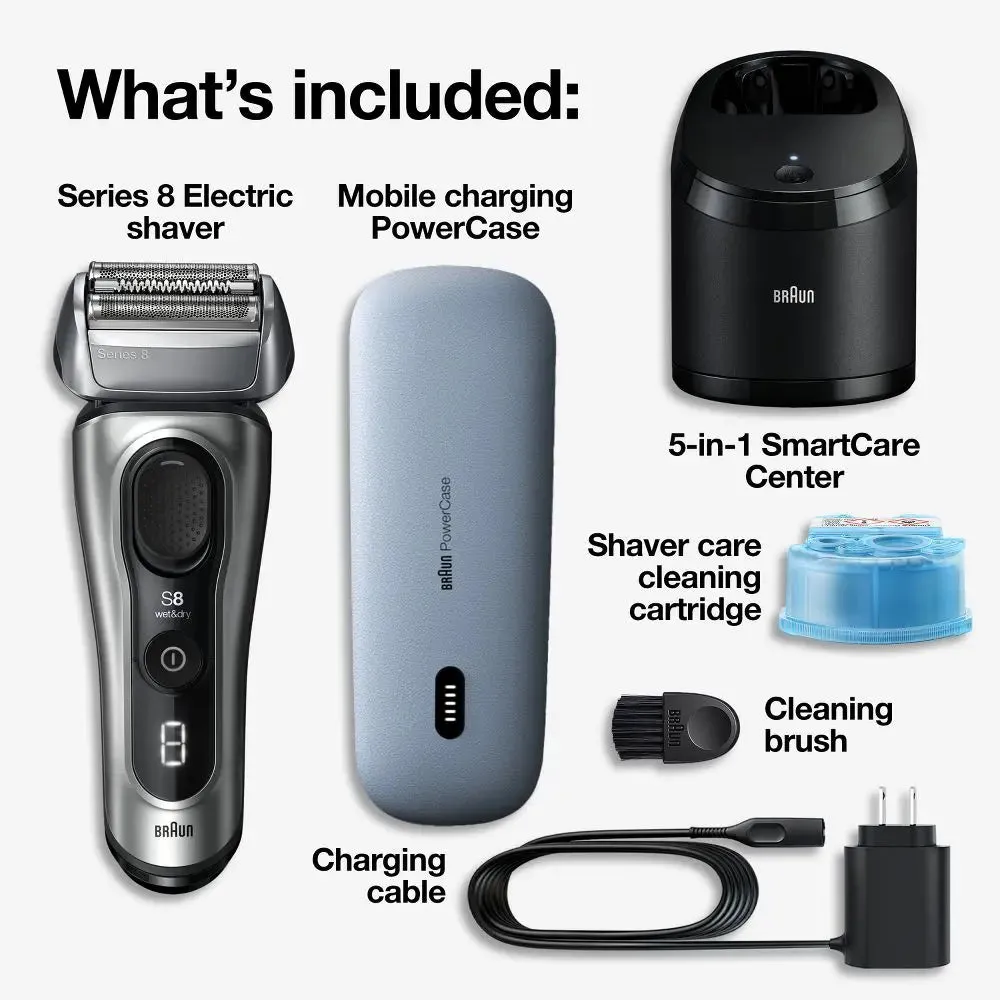 New - Braun Series 8-8577cc Rechargeable Wet & Dry Shaver   SmartCare Center