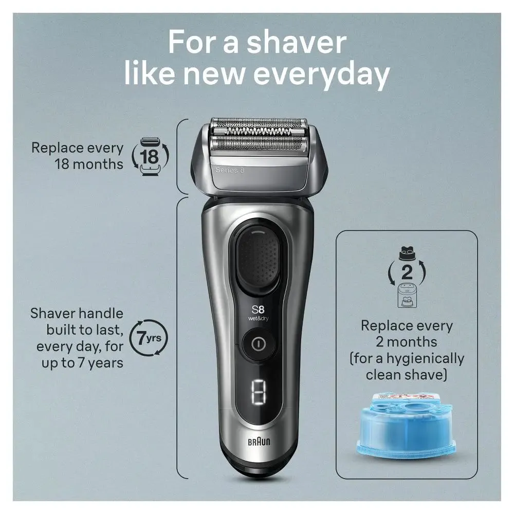 New - Braun Series 8-8577cc Rechargeable Wet & Dry Shaver   SmartCare Center