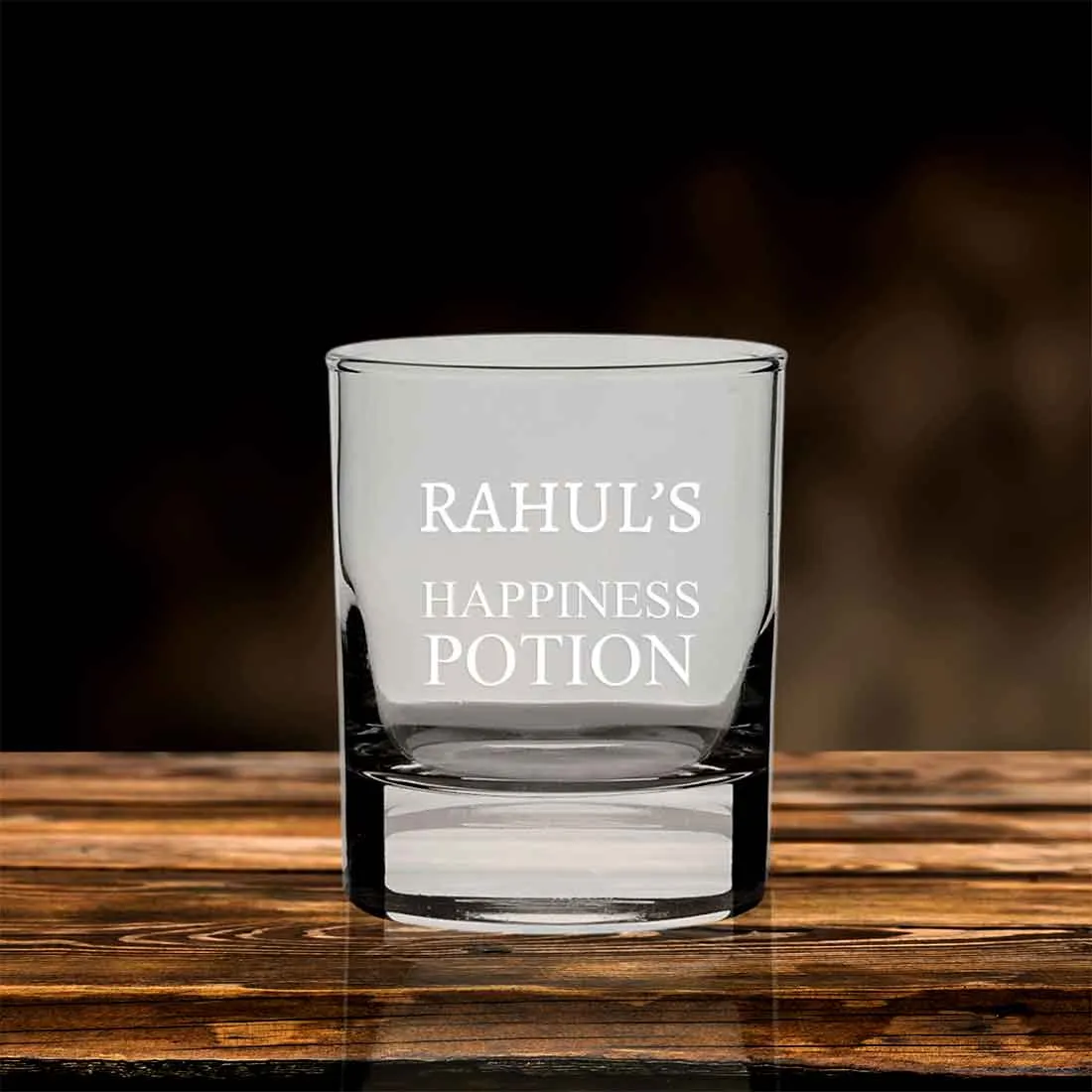 New Personalized Whiskey Glass - Gift For Him Husband Boyfriend - Happiness