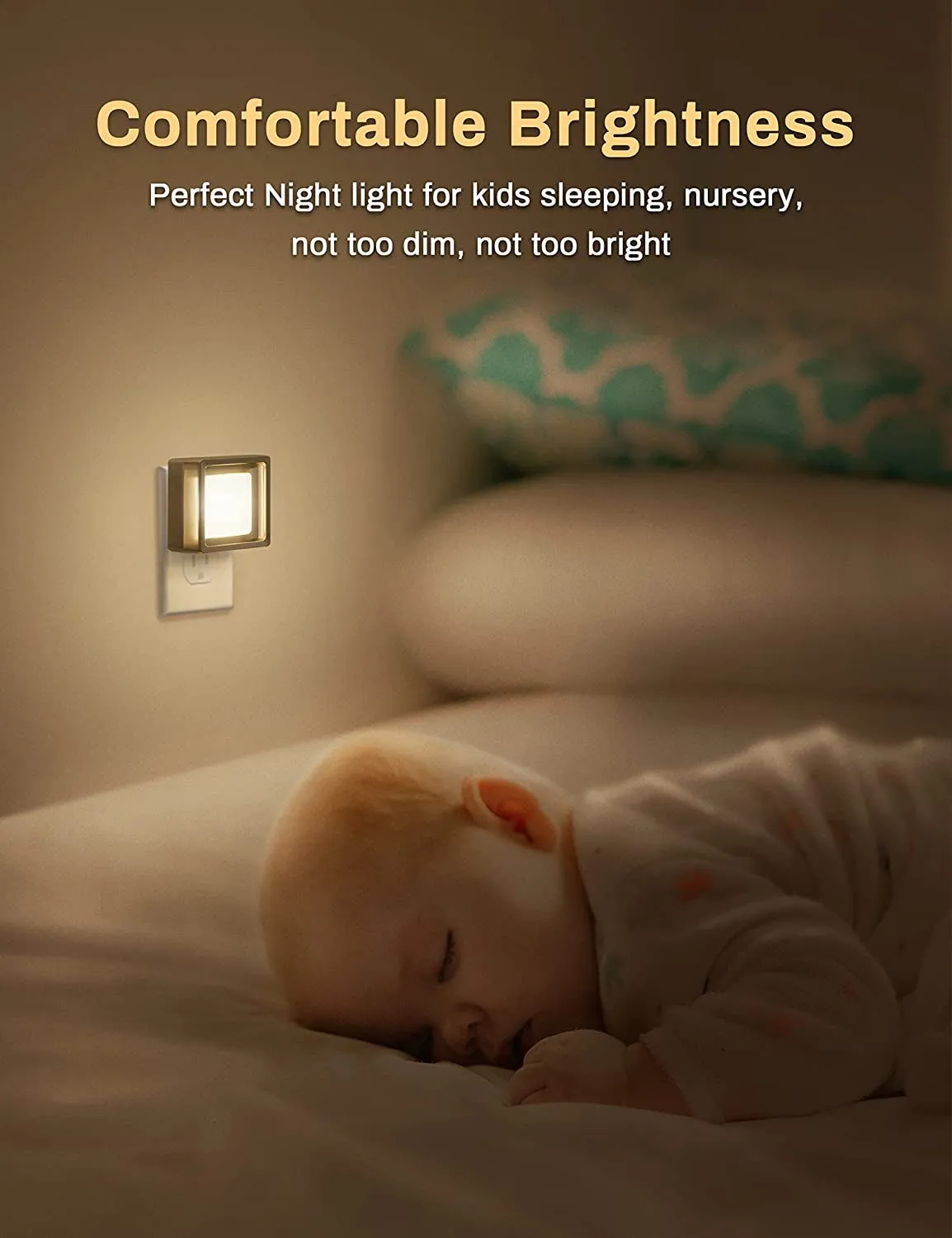 Night Lights Plug into Wall [2 Pack] with Dusk-To-Dawn Sensor, Dimmable Nightlights, Adjustable Brightness for Bathroom, Hallway, Bedroom,Kids Room,Stairway.