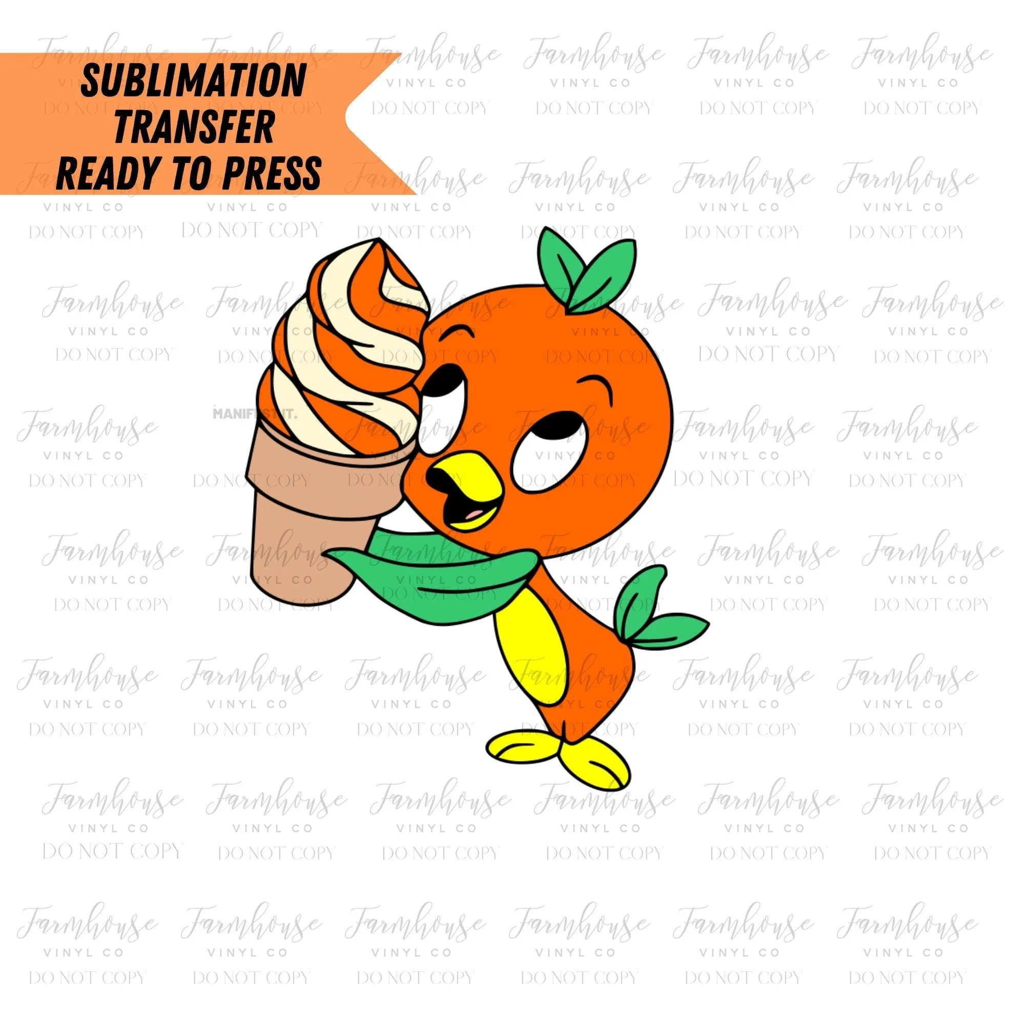 Orange Bird, Ready To Press, Sublimation Transfers, Magical Vacation, Sublimation, Transfer Ready To Press, Pineapple Ice Cream Transfer