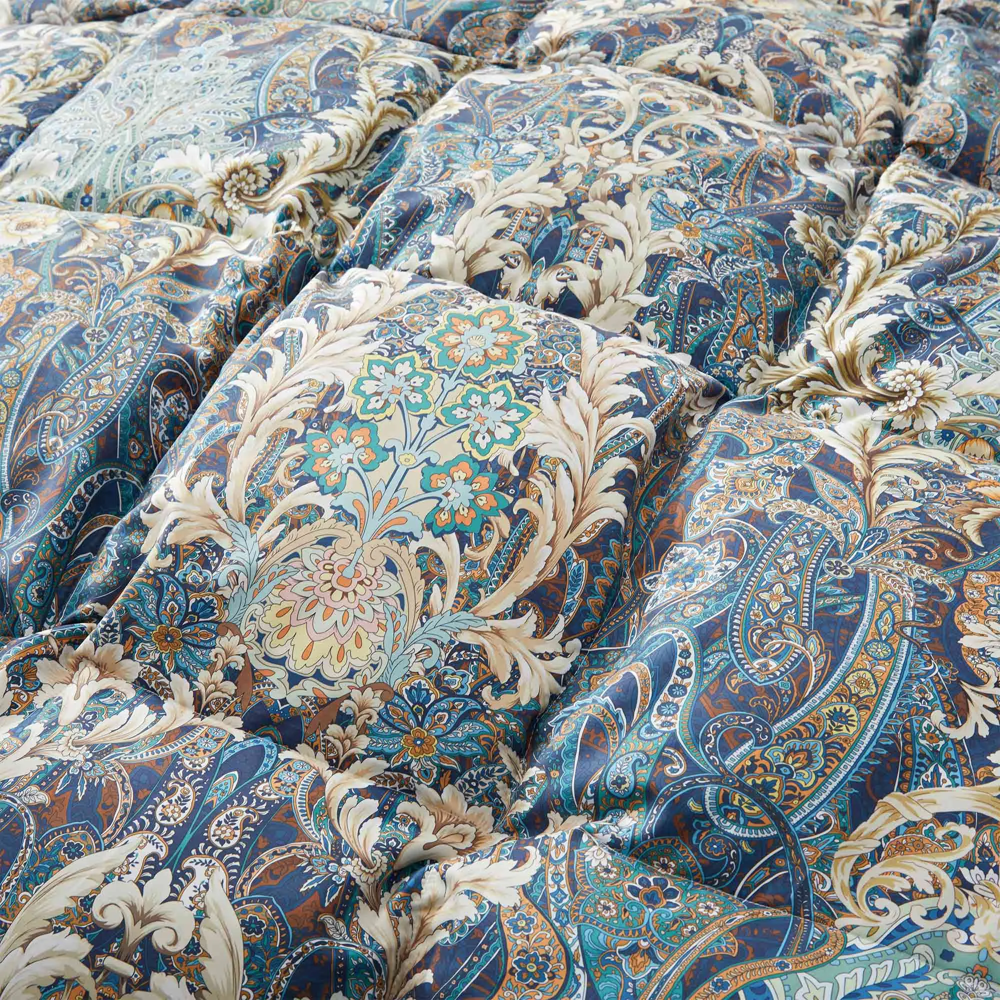 Paisley Print Goose Feather and Down Comforter Vintage Aesthetic Style