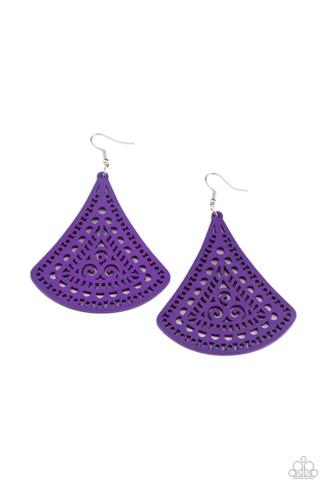 Paparazzi Earring ~ FAN to FAN - Purple