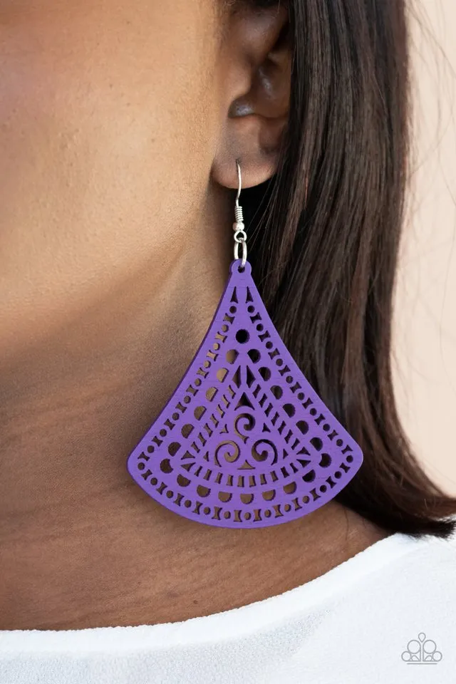 Paparazzi Earring ~ FAN to FAN - Purple