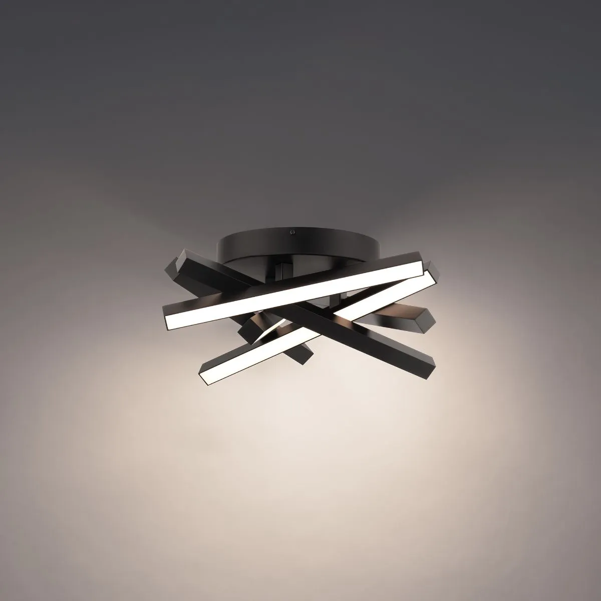 Parallax 15 in. LED Ceiling Flush Mount Light 3500K Black Finish