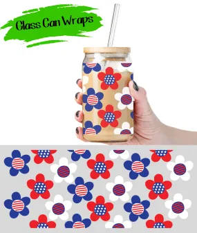 Patriotic Daisies Wrap for 16/20 oz Cups - UV DTF or Sublimation (SHIPS IN 3-7 BUS DAYS)