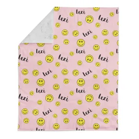 Personalized Name Minky Blanket - SMILEY FACE