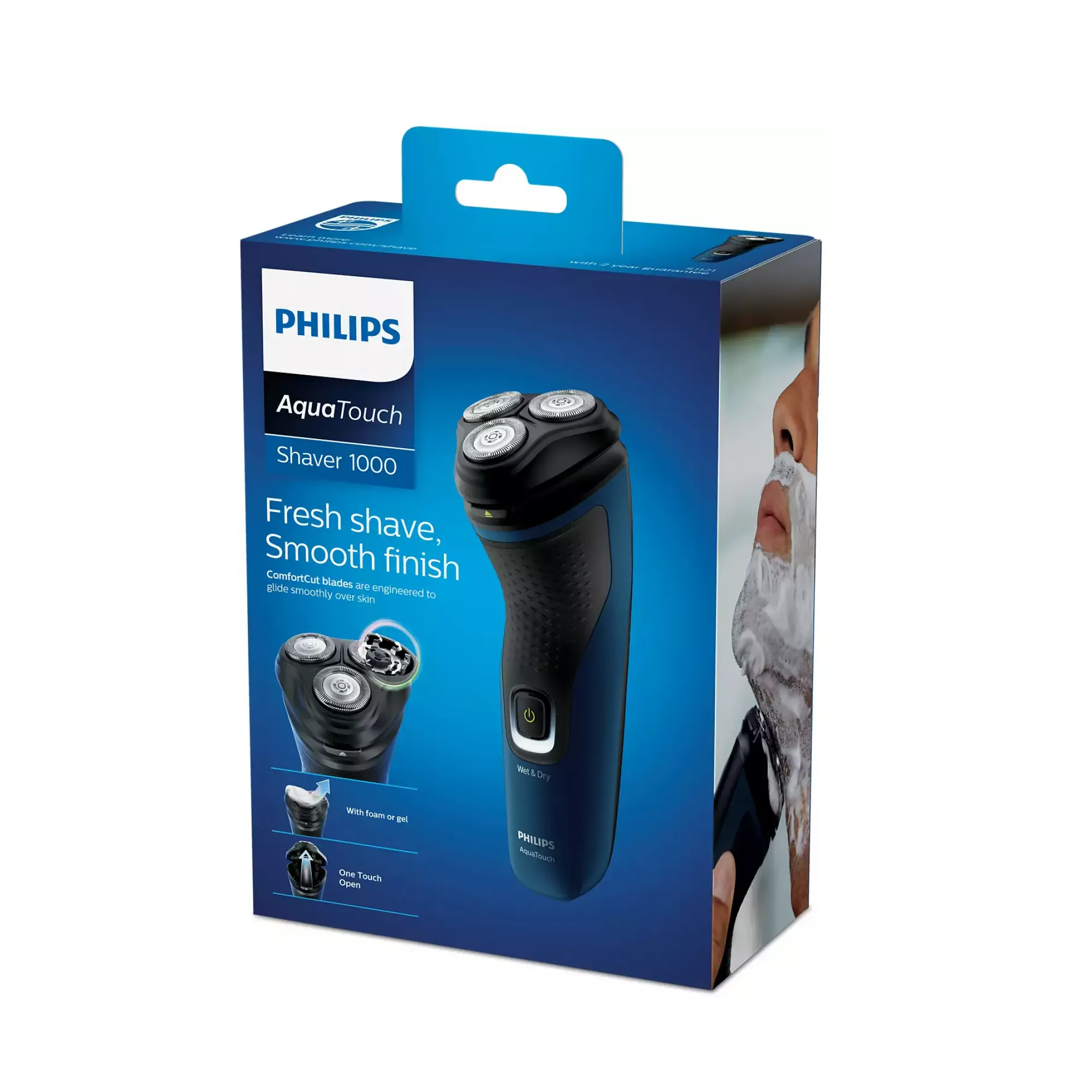 Philips AquaTouch Shaver 1000 Wet or Dry Electric Shaver - Blue & Black | S1121