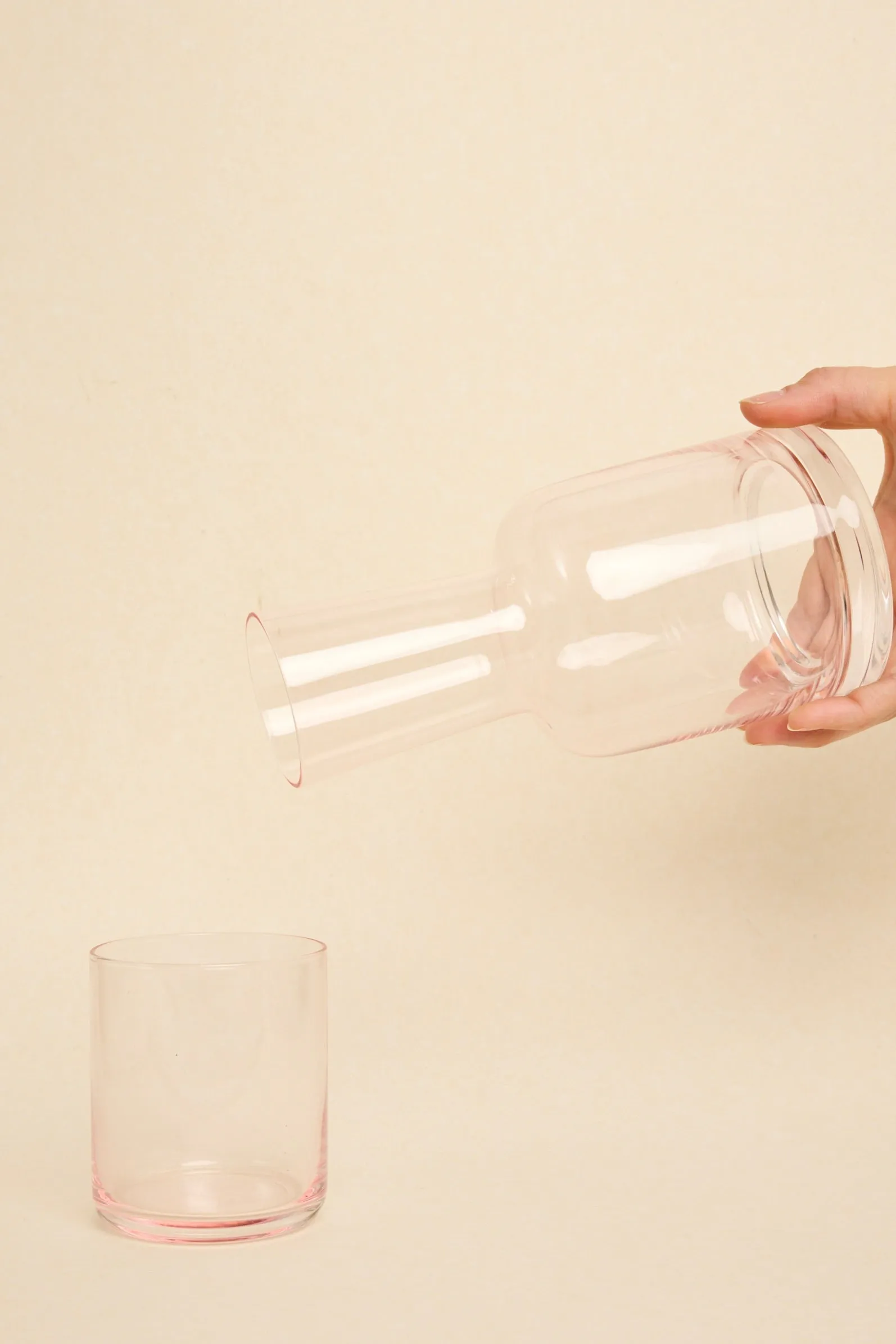 Pink Carafe with Drinking Glass