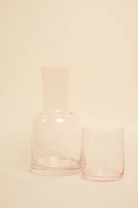 Pink Carafe with Drinking Glass