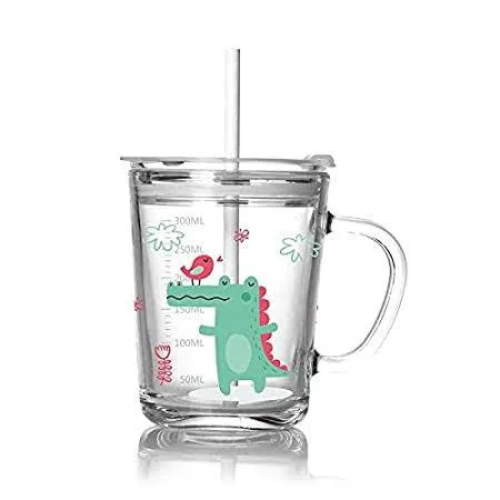 Printed Glass Mug With Straw | Kids Glass