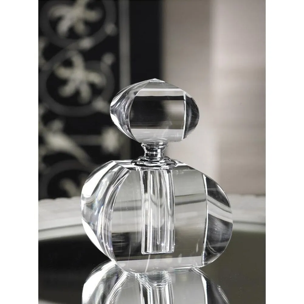 "Amari" 6.5" Tall Glass Perfume Bottle, Curved Square Shaped