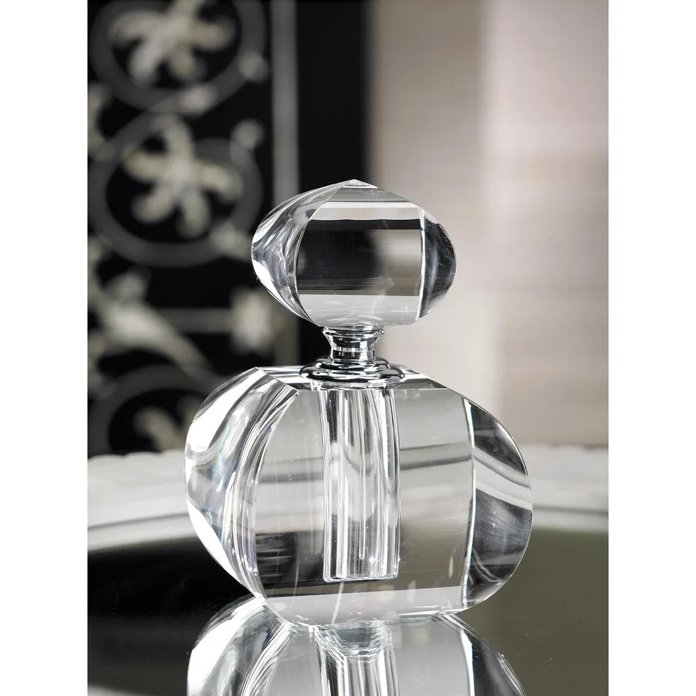 "Amari" 6.5" Tall Glass Perfume Bottle, Curved Square Shaped