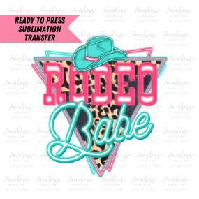 Ready To Press, Sublimation Transfer, Sublimation, Transfer Ready To Press, Rodeo Babe Neon Lights, Teal & Pink Leopard Heat Transfer Design