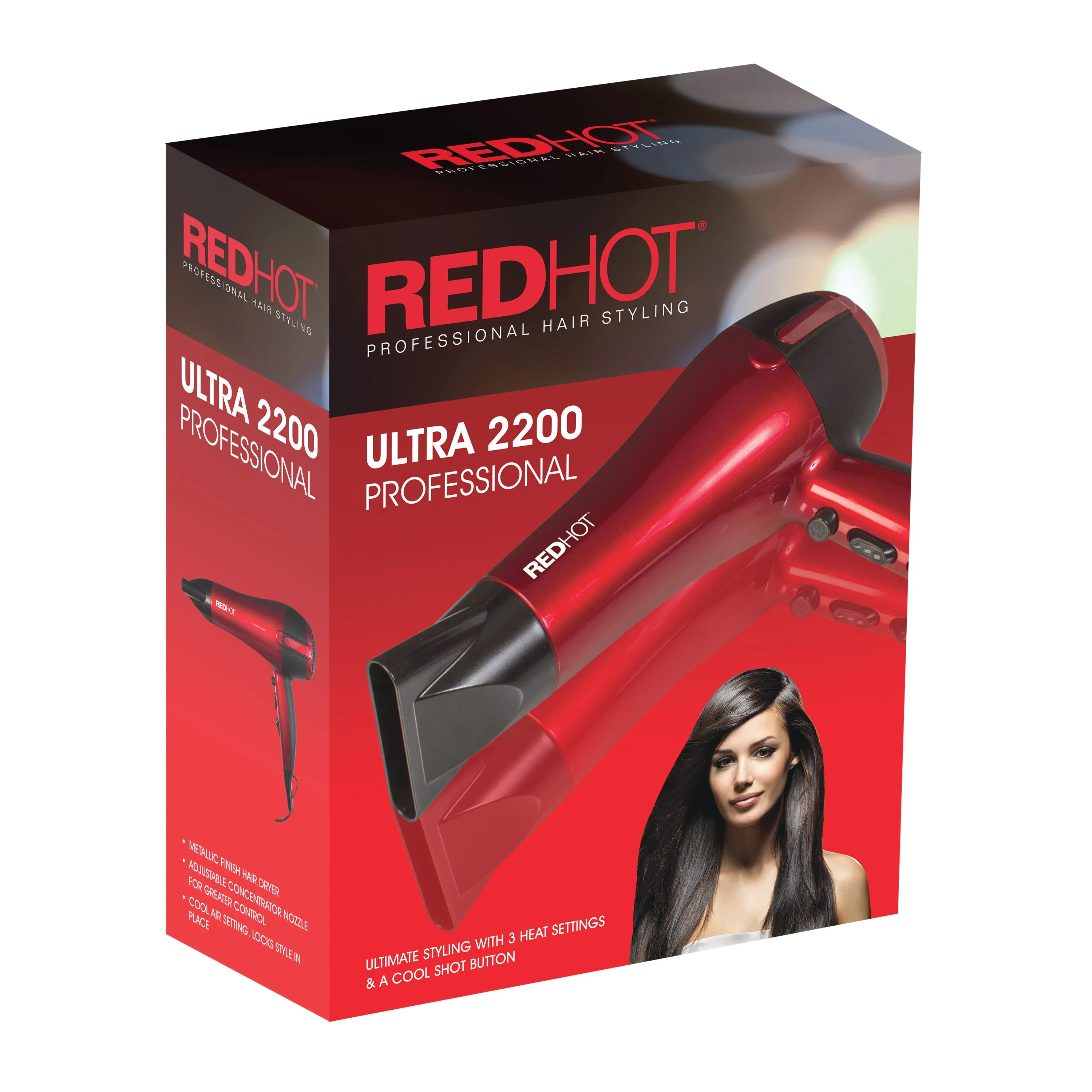 Red Hot 2000W Professional Hairdryer - Red