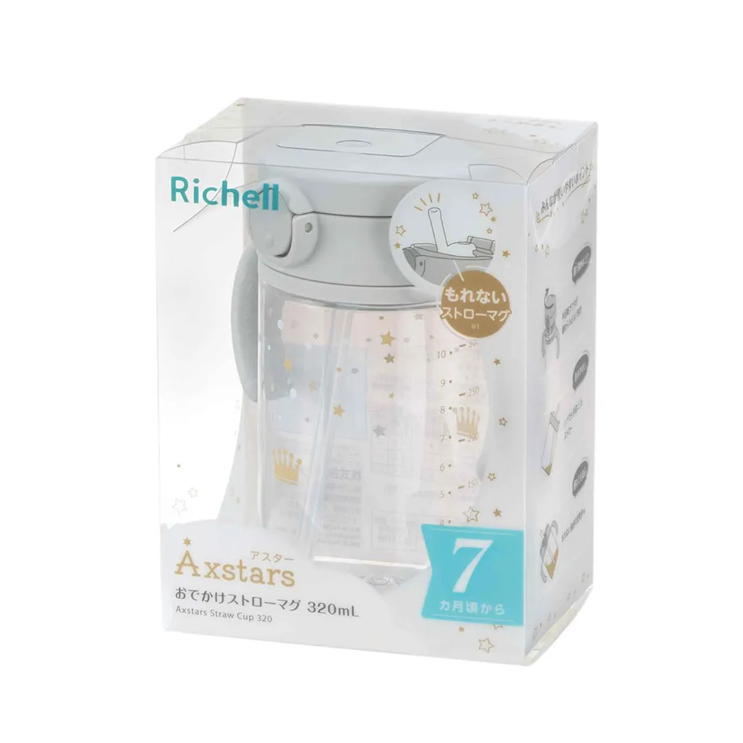 Richell Axstars Straw Cup 320ml - Light Gray (7m )